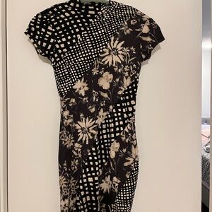 Black and White Patterned Women's Dress